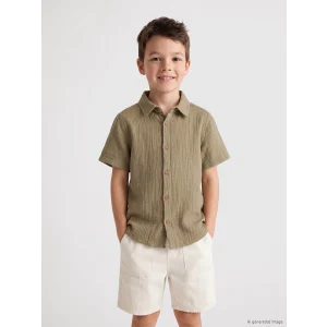 LCW Kids Haki Erkek Çocuk Müslin Gömlek