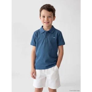 LCW Kids İndigo Polo Yaka Nakışlı Erkek Çocuk Tişört