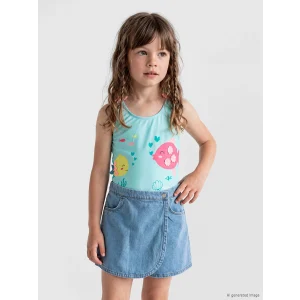 LCW Kids Mavi Desenli Kız Çocuk Mayo