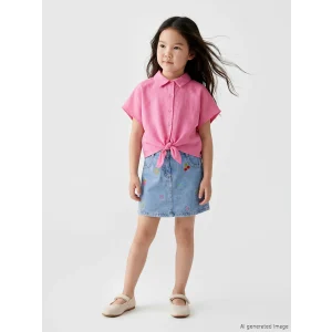 LCW Kids İndigo Nakışlı Kız Çocuk Etek