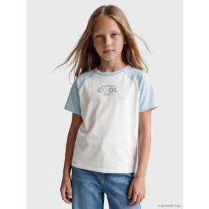 LCW Kids Ekru Yazı Baskılı Kız Çocuk Tişört