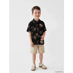 LCW Kids Siyah Desenli Erkek Çocuk Gömlek ve Şort