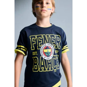 Defacto H7868A8IN42 İndigo Fenerbahçe New Regular Fıt Bisiklet Yaka Kısa Kollu Siyah Tişört Erkek Çocuk