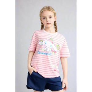 Defacto H3483A8PN238 Pembe %100 Pamuk My Melody Relax Fıt Bisiklet Yaka Kısa Kollu Tişört Kız Çocuk