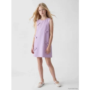 LCW Kids Lila Bisiklet Yaka Fiyonk Detaylı Kız Çocuk Elbise