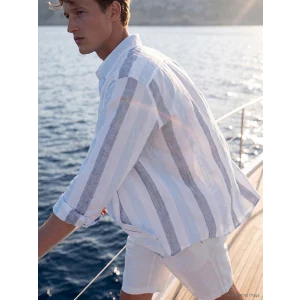 SOUTHBLUE Mavi Regular Fit Çizgili Poplin Erkek Gömlek