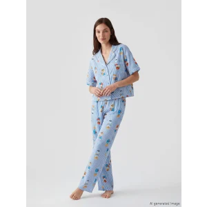 LCW DREAM Ekru Ayı Teddy Baskılı Kadın Pijama Takım