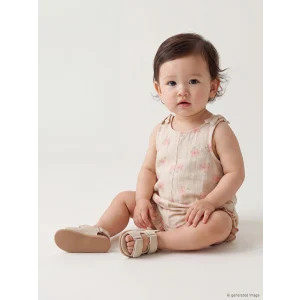 LCW baby Bej Çiçekli Kız Bebek Müslin Tulum