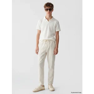 LCW Kids Ekru Çizgili Erkek Çocuk Müslin Pantolon