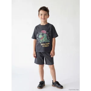 LCW Kids Antrasit Baskılı Erkek Çocuk Şortlu Takım