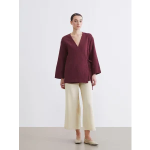 LCW Modest Bej Beli Lastikli Geniş Paça Kadın Pantolon
