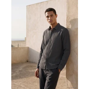 LCW Vision Antrasit Regular Fit Erkek Krinkle Gömlek