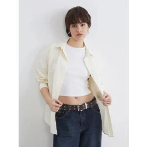 XSIDE Sarı Çizgili Oversize Poplin Kadın Gömlek