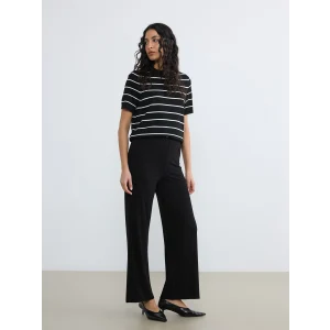 LCW Modest Siyah Beli Lastikli Dokulu Kadın Pantolon