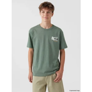 LCW Kids Yeşil Bisiklet Yaka Baskılı Erkek Çocuk Tişört