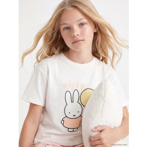 LCW Kids Ekru Miffy Baskılı Kız Çocuk Şortlu Pijama Takımı