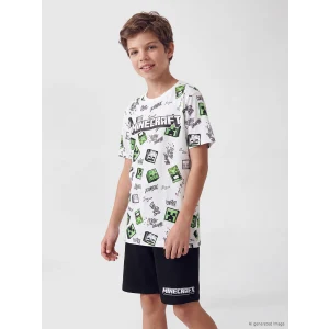 LCW Kids Ekru Minecraft Baskılı Erkek Çocuk Şortlu Pijama Takımı