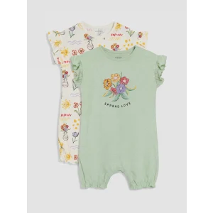LCW baby Yeşil Fırfırlı Baskılı Kız Bebek 2li Tulum