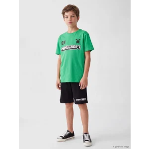 LCW Kids Yeşil Minecraft Baskılı Erkek Çocuk Şortlu Pijama Takımı