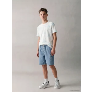 LCW Kids İndigo Beli Lastikli Erkek Çocuk Kargo Jean Şort