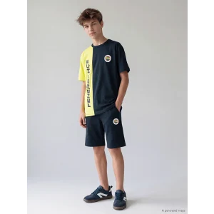 LCW Kids Lacivert Fenerbahçe Baskılı Erkek Çocuk Şortlu Takım