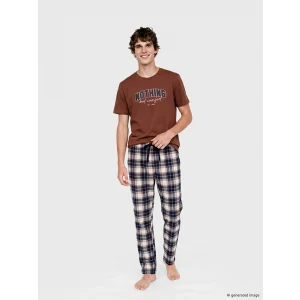 LC WAIKIKI Kahverengi Regular Fit Baskılı Erkek Pijama Takımı