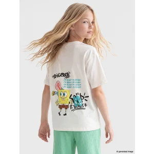 LCW Kids Beyaz Sünger Bob Baskılı Kız Çocuk Tişört