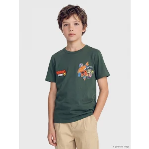 LCW Kids Yeşil Bisiklet Yaka Brawl Stars Baskılı Erkek Çocuk Tişört