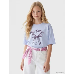 LCW Kids Lila Bisiklet Yaka Paris Baskılı Kız Çocuk Tişört