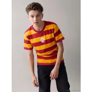 LCW Kids Kırmızı Bisiklet Yaka Galatasaray Baskılı Erkek Çocuk Tişört