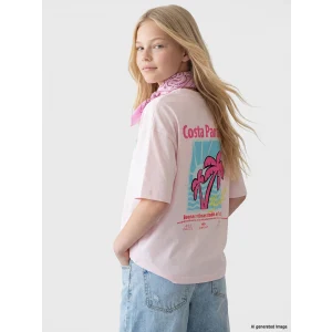 LCW Kids Pembe Loose Fit Baskılı Kız Çocuk Tişört