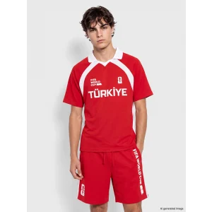 XSIDE ACTIVE Kırmızı Türkiye FIFA 2026 Dünya Kupası Baskılı Erkek Spor Tişört