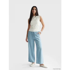 LCW Jeans İndigo Yüksek Bel Wideleg Fit Kadın Jean Pantolon