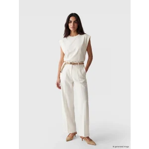 LCW Vision Beyaz Loose Fit Kemerli Kadın Pantolon