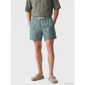 LCW SWIMWEAR Yeşil Kısa Boy Desenli Erkek Deniz Şortu