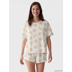 LCW DREAM Ekru Baskılı Kadın Şortlu Pijama Takımı