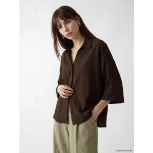 LCW Vision Kahverengi Oversize Armürlü Kadın Gömlek