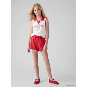 LCW Kids Kırmızı Yanları Şeritli Kız Çocuk Şort