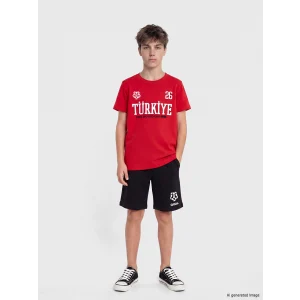 LCW Kids Kırmızı Fıfa 2026 Baskılı Erkek Çocuk Şortlu Takım