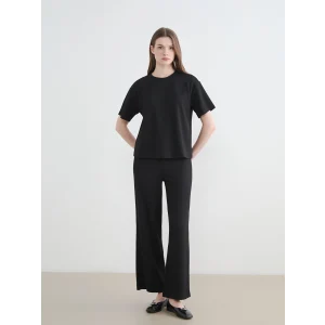 LCW Modest Siyah Beli Lastikli Dokulu Kadın Pantolon