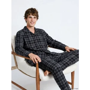 LC WAIKIKI Siyah Standart Kalıp Ekose Erkek Pijama Takımı