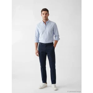 LCWAIKIKI Classic Lacivert Slim Fit Gabardin Erkek Chino Pantolon