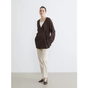 LCWAIKIKI Classic Bej Beli Lastikli Havuç Kesim Kadın Müslin Pantolon