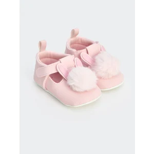 LCW STEPS Pembe Pelüş Ponponlu Kız Bebek Yürüme Öncesi Ayakkabı