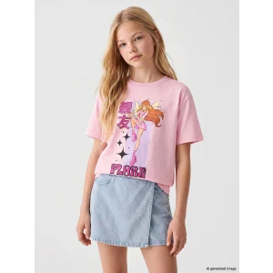 LCW Kids Pembe Bisiklet Yaka Winx Club Baskılı Kız Çocuk Tişört