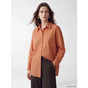 LCW Modest Turuncu Çizgili Oversize Kadın Gömlek Tunik