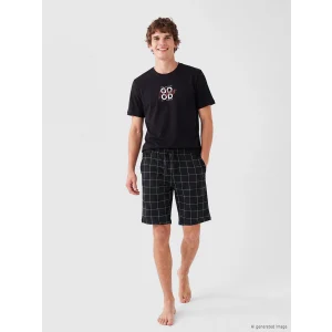 LC WAIKIKI Siyah Baskılı Erkek Şortlu Pijama Takımı