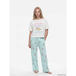 LCW Young Turkuaz Bisiklet Yaka Kadın Kaprili Pijama Takımı