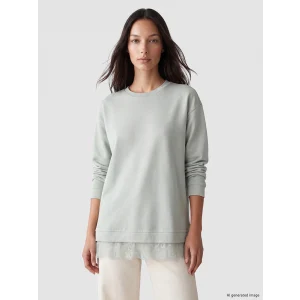 LCW EVERYDAY Gri Dantel Detaylı Soft Touch Kadın Sweatshirt Tunik