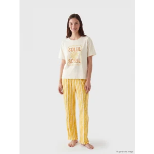 LCW DREAM Sarı Bisiklet Yaka Baskılı Kadın Pijama Takımı